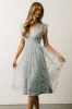 Chiara Shimmer Midi Dress | Dusty Blue + Silver sold by Baltic Born