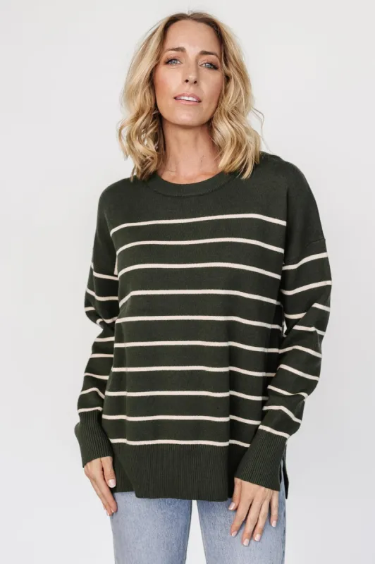 Colmar Striped Sweater | Pine + Cream sold by Baltic Born