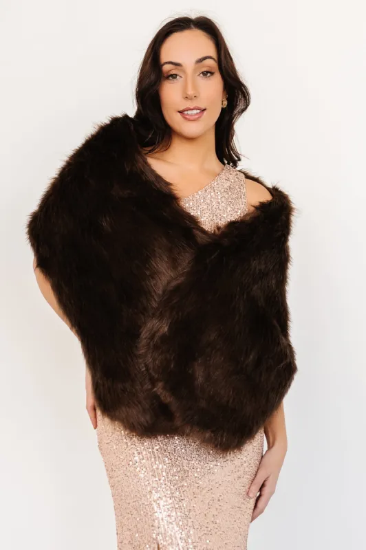 Jovie Faux Fur Shawl | Chocolate sold by Baltic Born