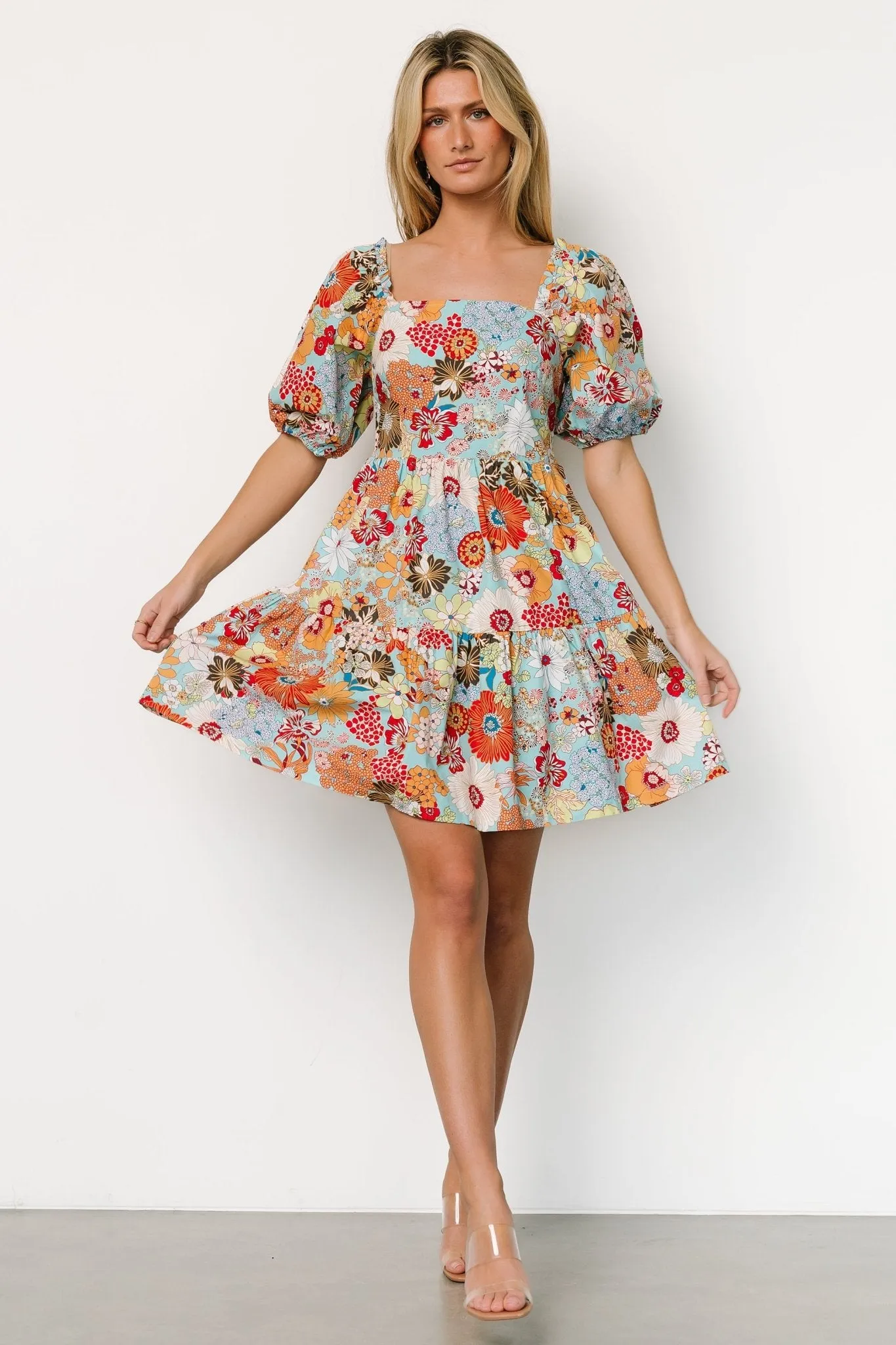 Kallie Puff Sleeve Short Dress | Multi Print sold by Baltic Born product image thumbnail 3
