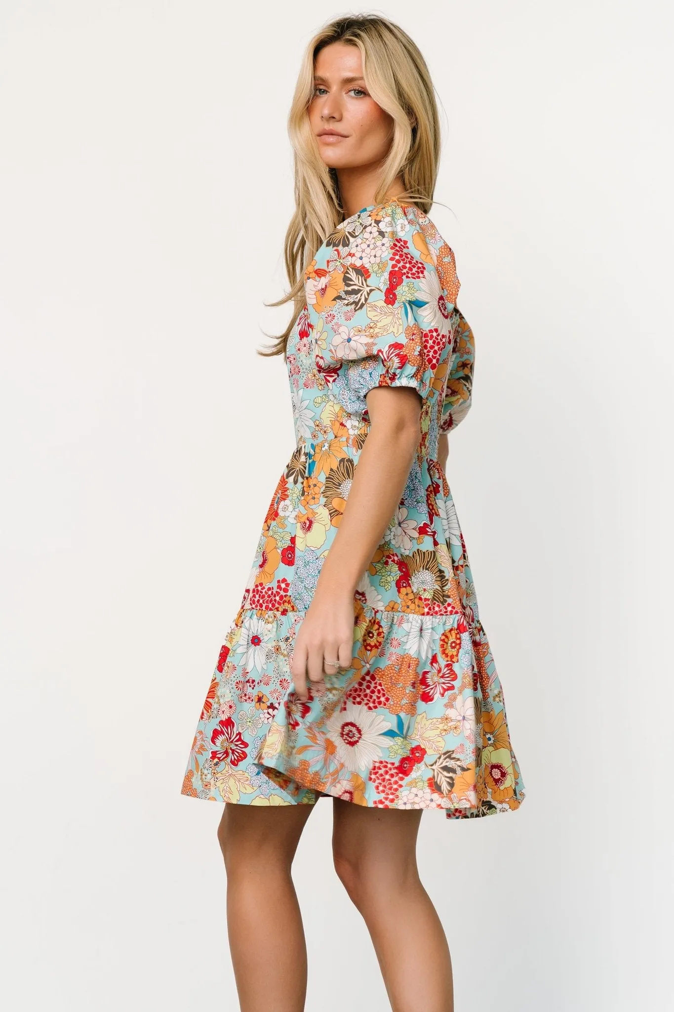 Kallie Puff Sleeve Short Dress | Multi Print sold by Baltic Born product image thumbnail 2