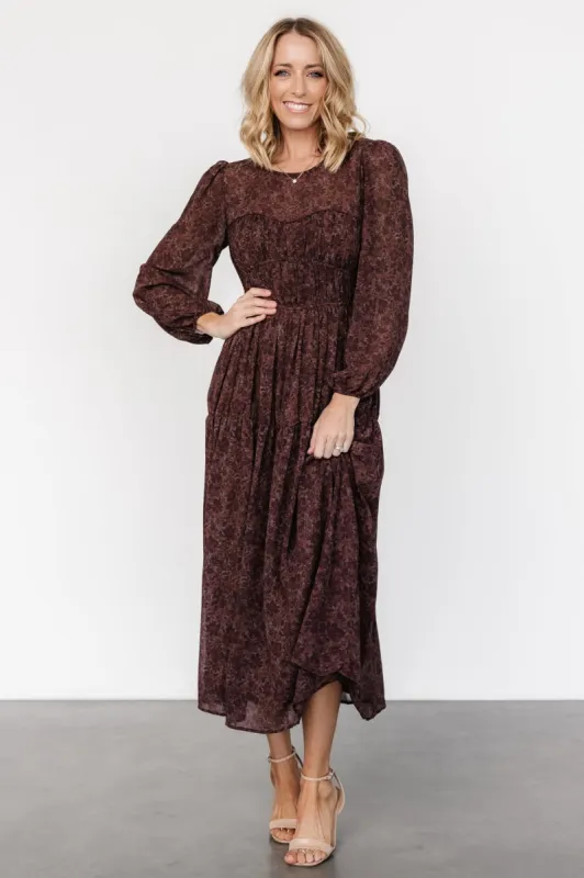 Madelyn Maxi Dress | Brown Floral sold by Baltic Born