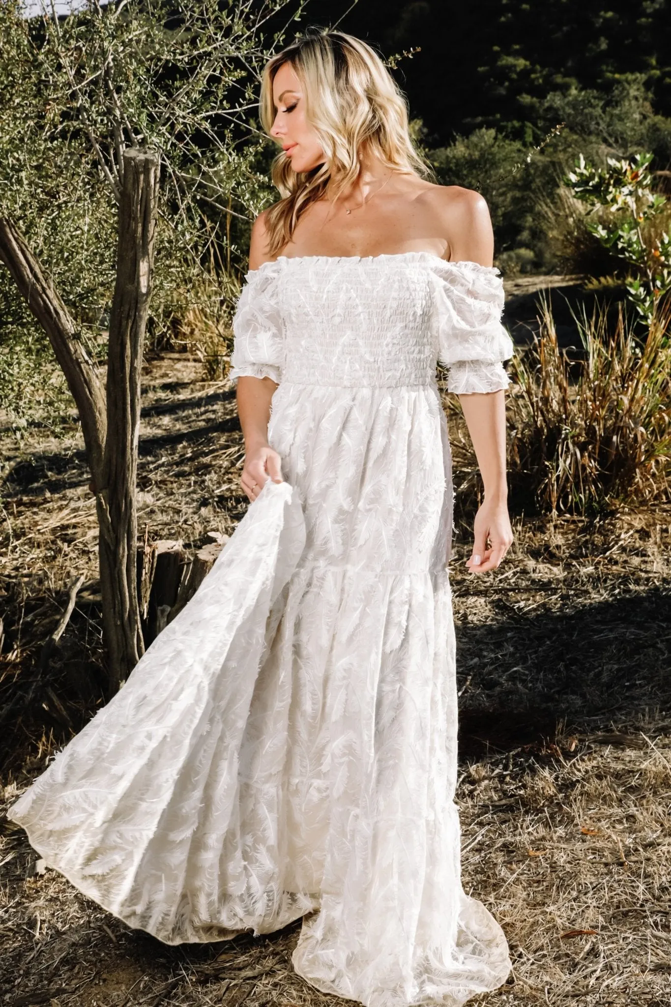 Paloma Smocked Feather Maxi Dress | Off White sold by Baltic Born product image thumbnail 2