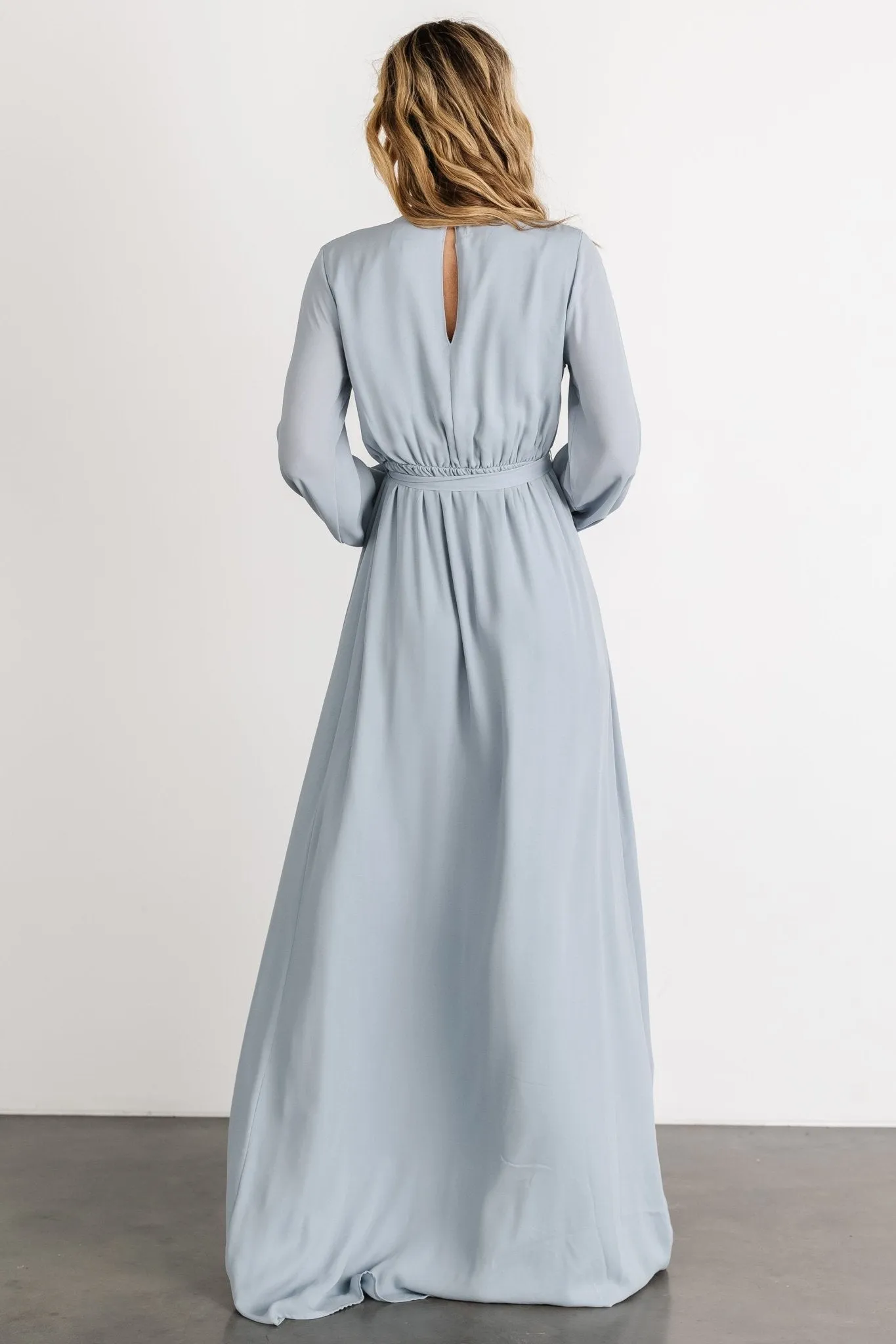 Breanne Faux Wrap Maxi Dress | Light Blue sold by Baltic Born product image thumbnail 4