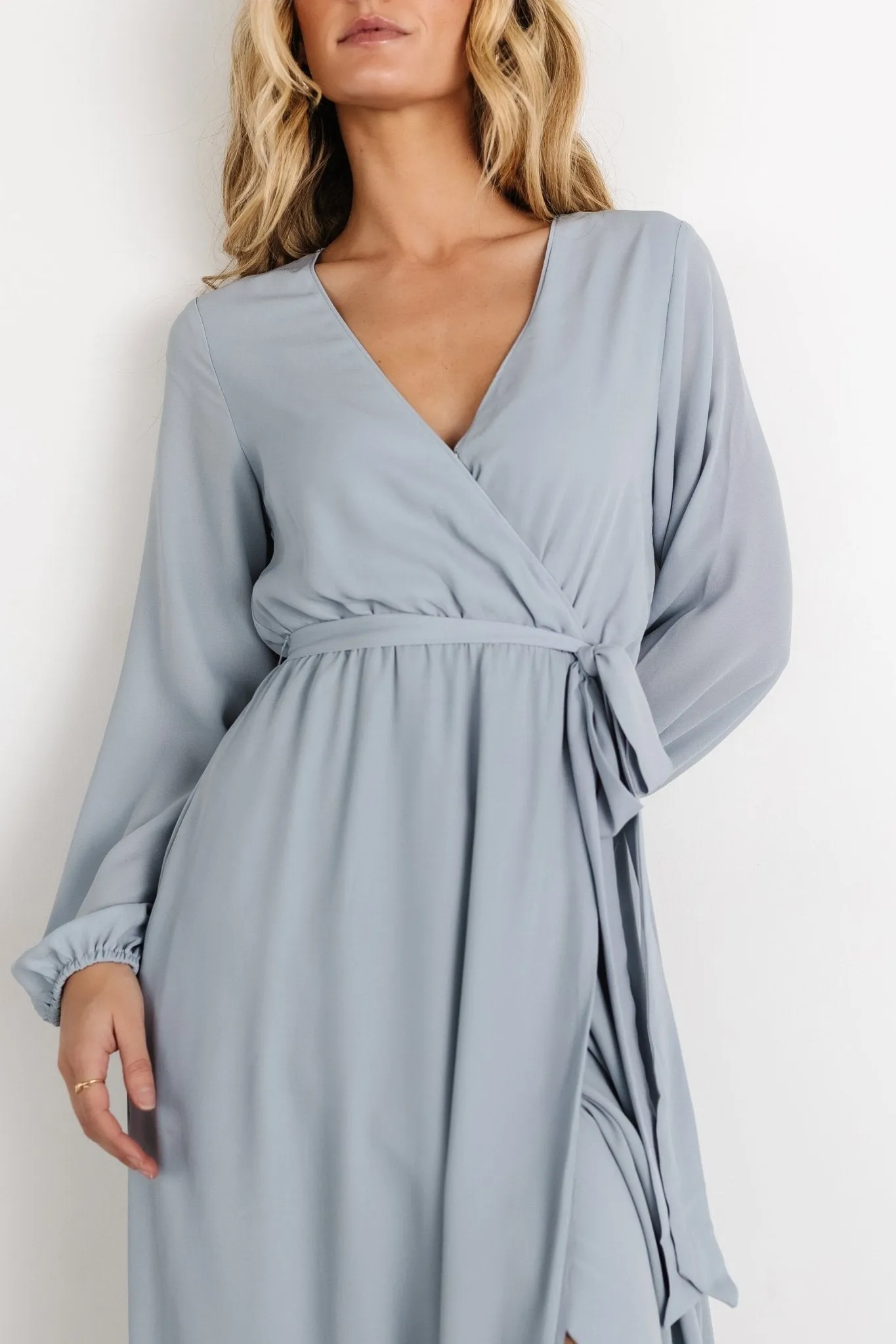 Breanne Faux Wrap Maxi Dress | Light Blue sold by Baltic Born product image thumbnail 2