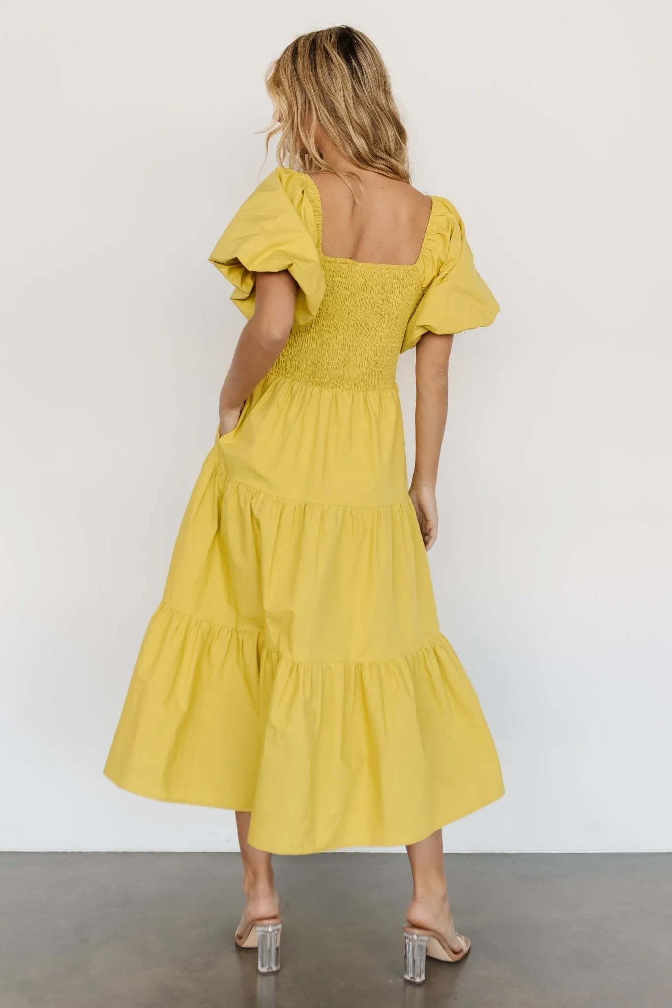 Cindy Puff Sleeve Tiered Dress | Lemongrass sold by Baltic Born product image thumbnail 4