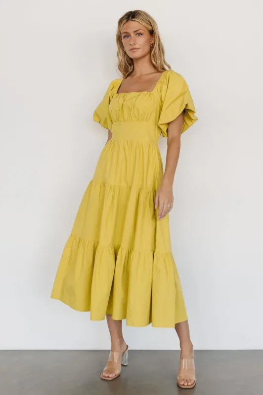 Cindy Puff Sleeve Tiered Dress | Lemongrass sold by Baltic Born