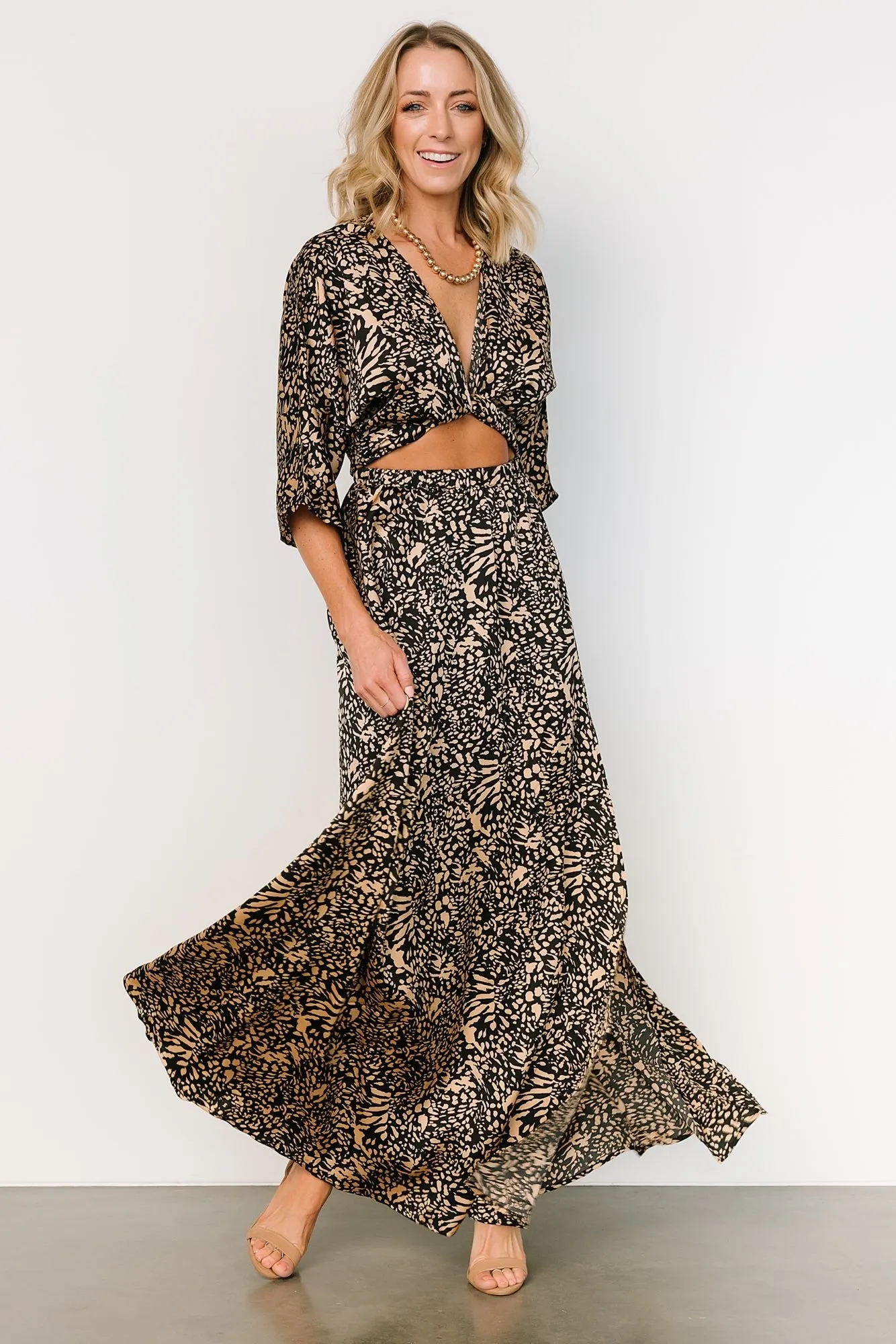 Morlana Maxi Dress | Black + Tan Print sold by Baltic Born product image thumbnail 4