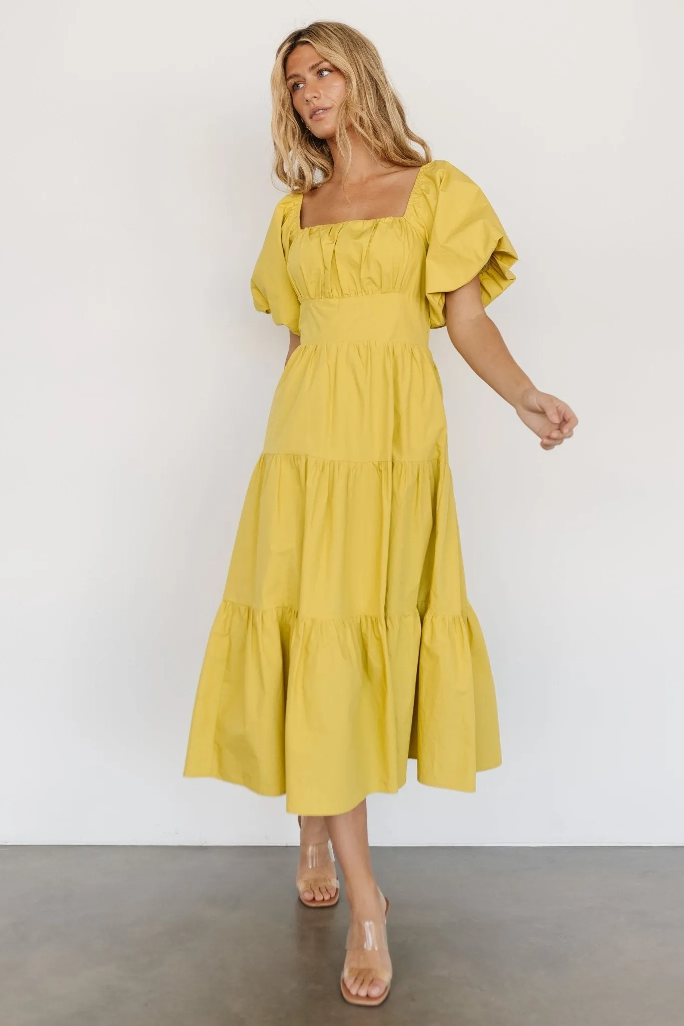 Cindy Puff Sleeve Tiered Dress | Lemongrass sold by Baltic Born product image thumbnail 5