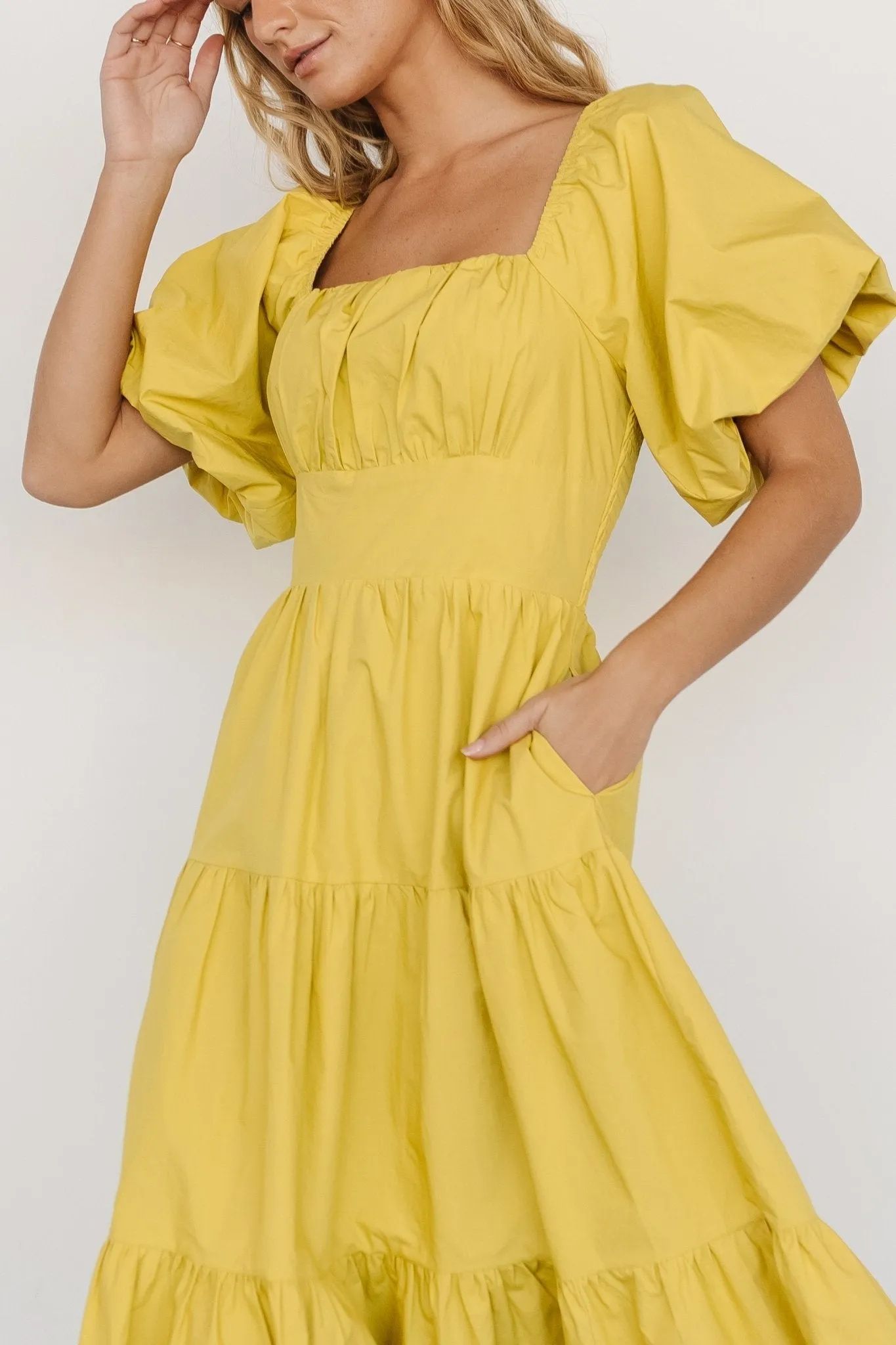Cindy Puff Sleeve Tiered Dress | Lemongrass sold by Baltic Born product image thumbnail 2