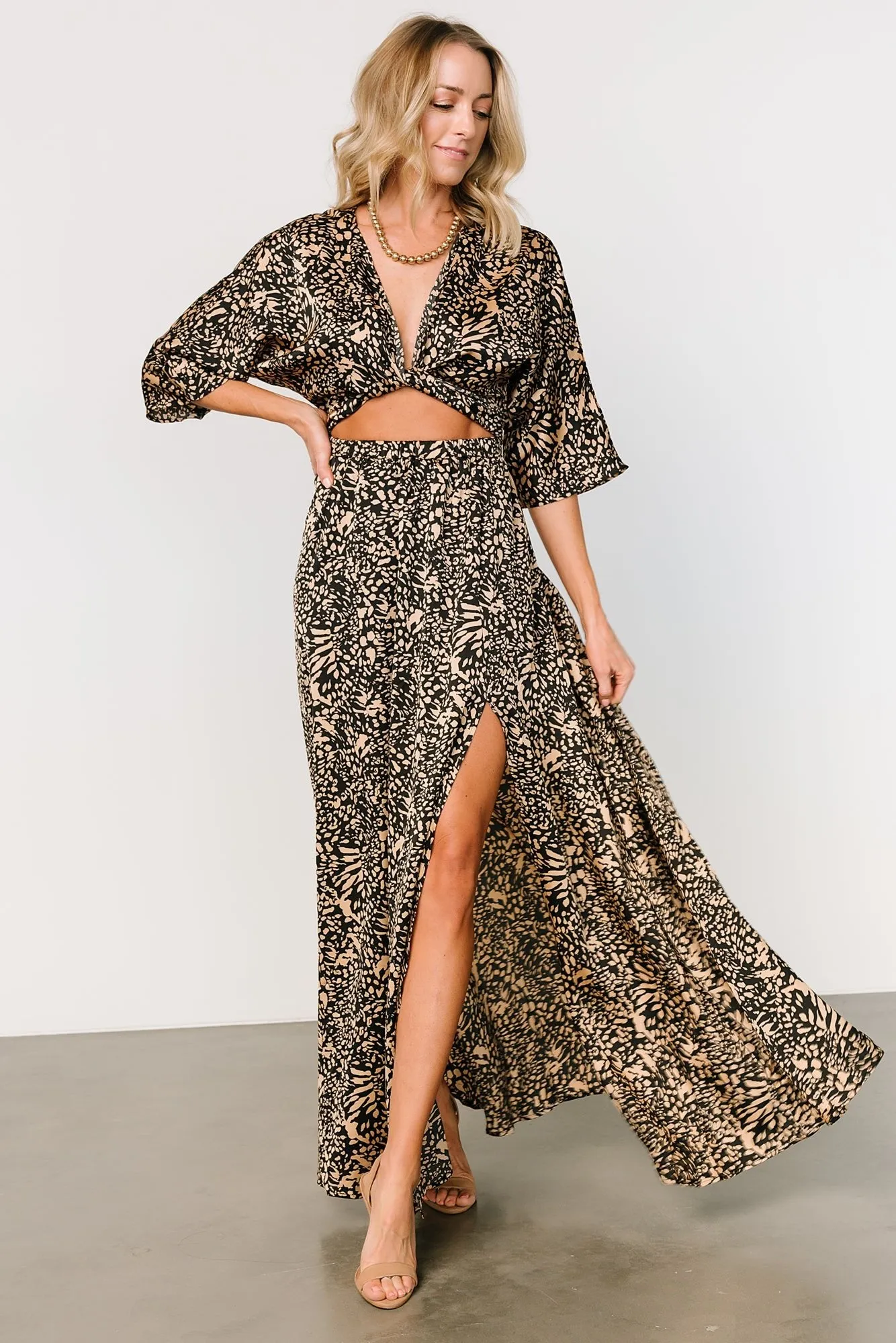 Morlana Maxi Dress | Black + Tan Print sold by Baltic Born product image thumbnail 5