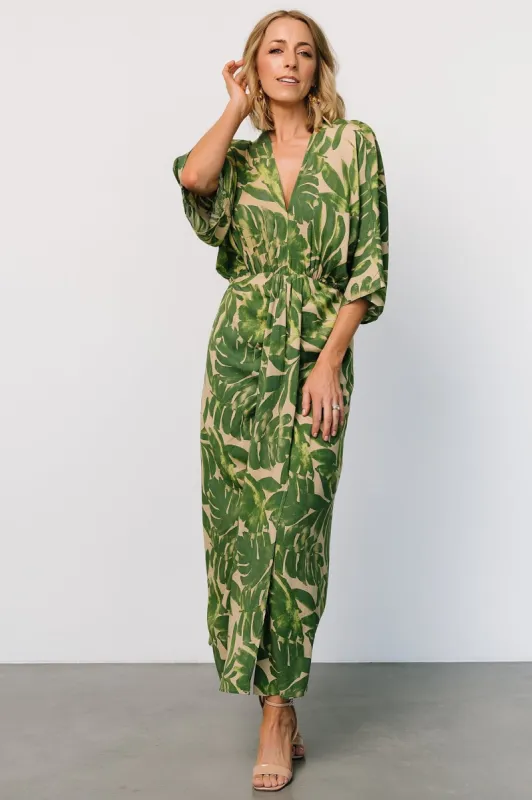 Tula Kimono Dress | Green Print made by Dress Forum