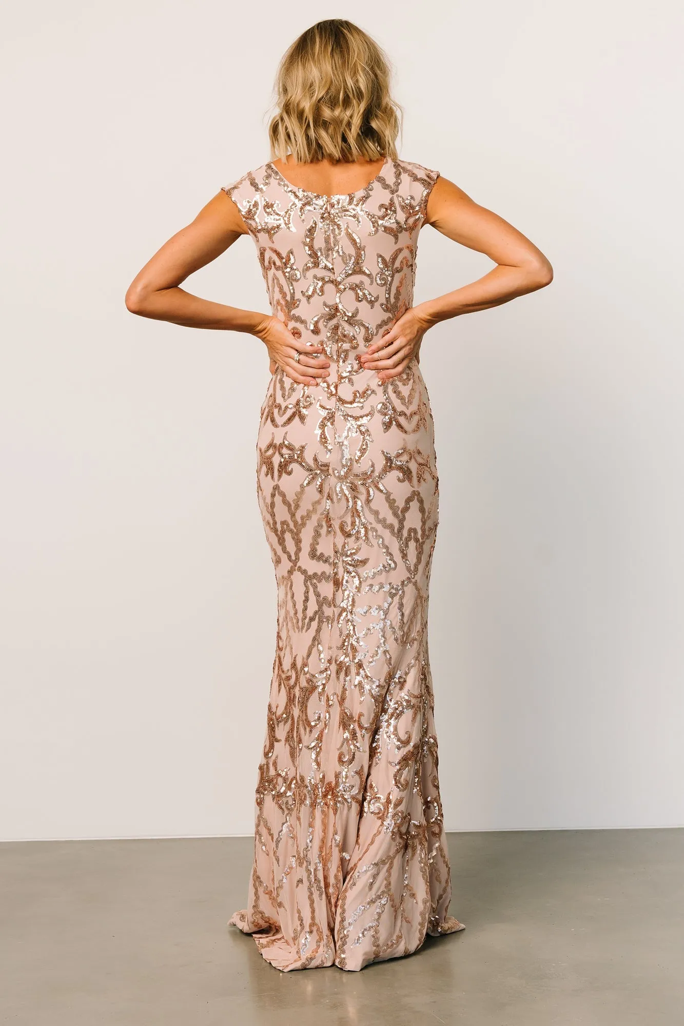 Kylene Sequin Maxi Gown | Champagne sold by Baltic Born product image thumbnail 5