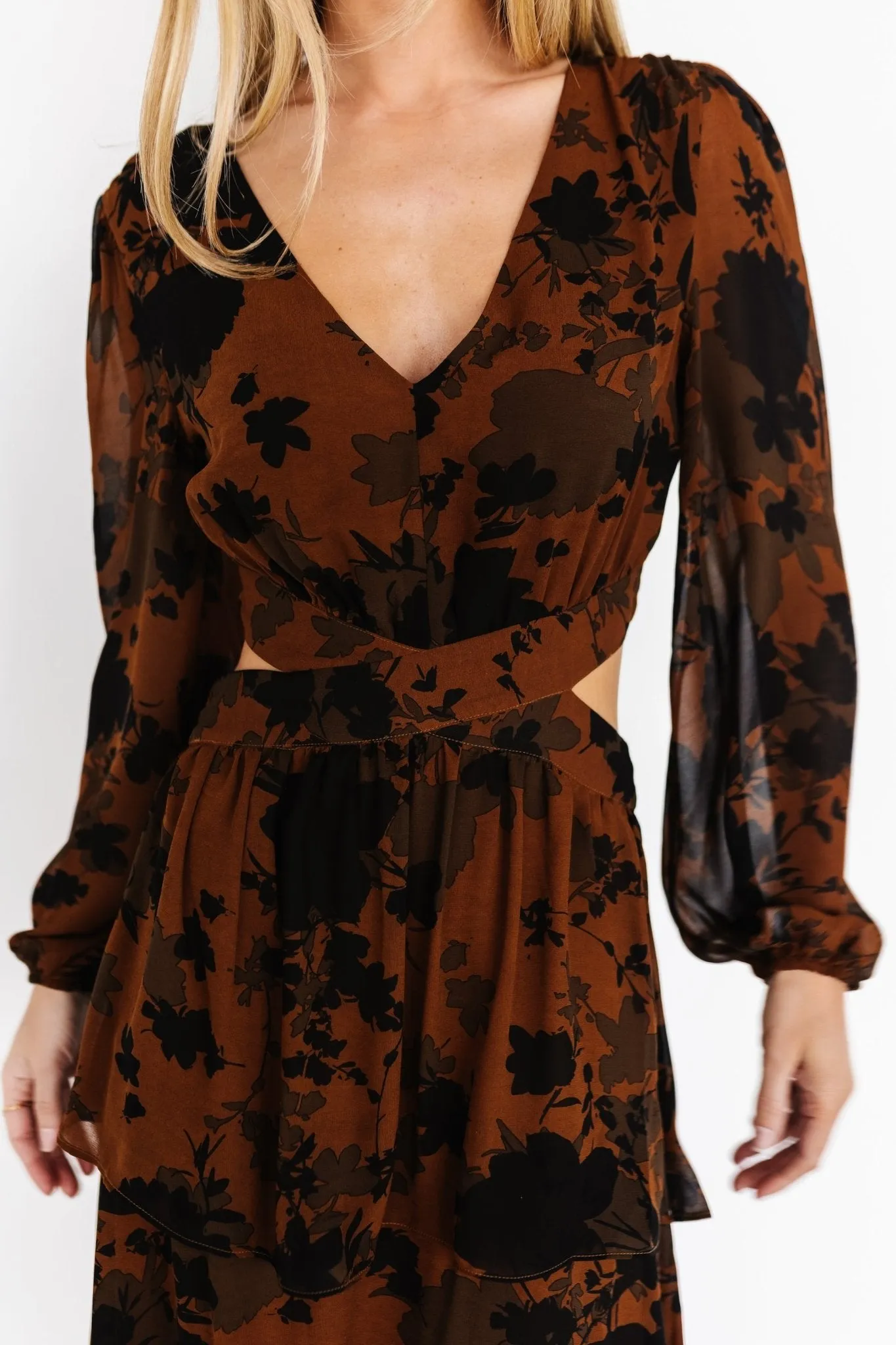 Adalia Open Back Maxi Dress | Espresso Print sold by Baltic Born product image thumbnail 4