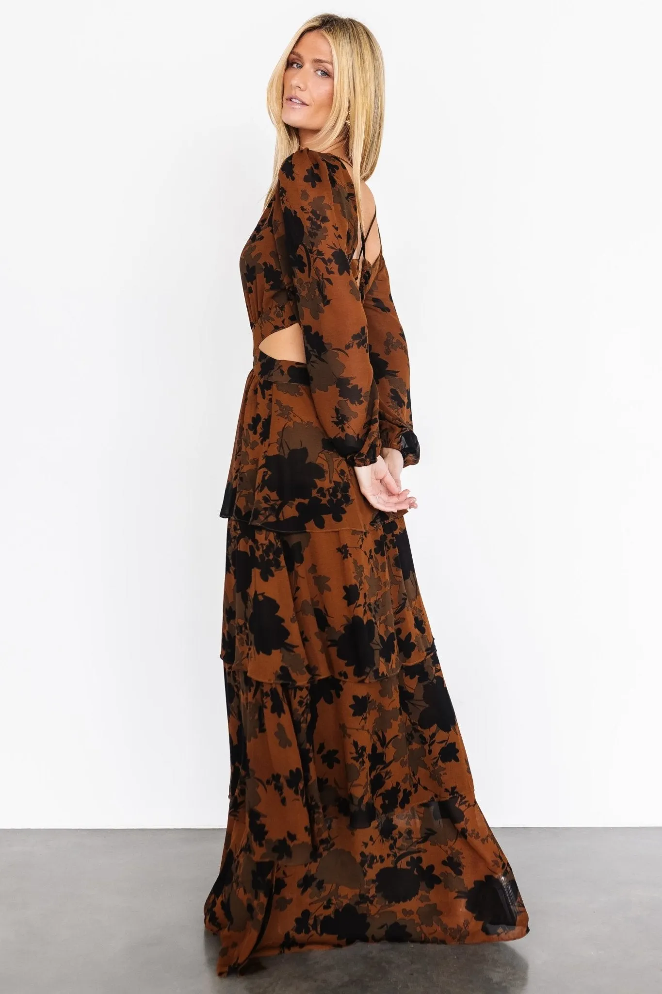 Adalia Open Back Maxi Dress | Espresso Print sold by Baltic Born product image thumbnail 5