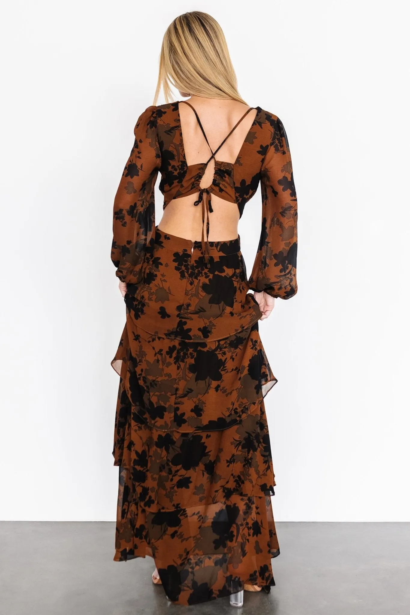 Adalia Open Back Maxi Dress | Espresso Print sold by Baltic Born product image thumbnail 2