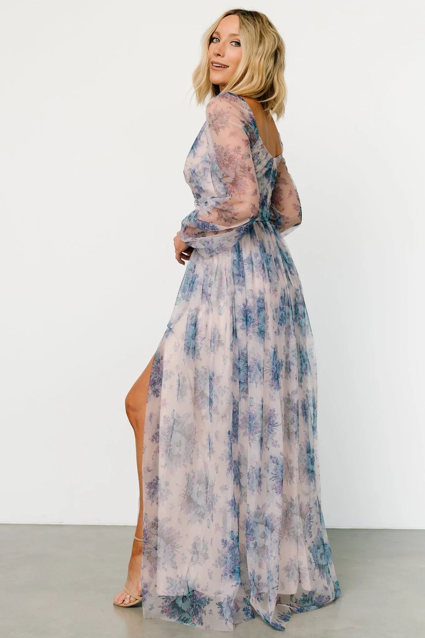 Desiree Tulle Maxi Dress | Natural + Slate Floral sold by Baltic Born product image thumbnail 3
