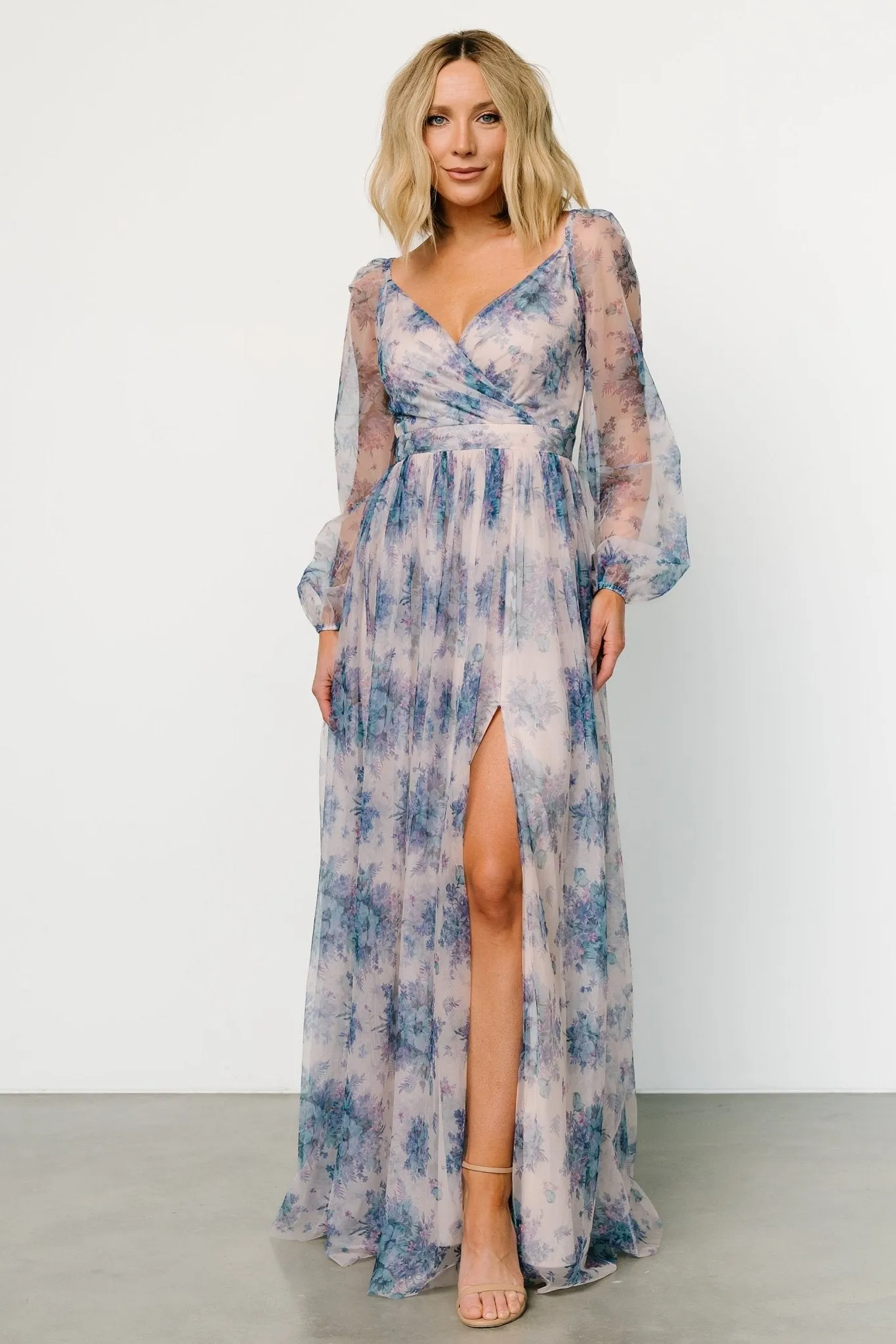 Desiree Tulle Maxi Dress | Natural + Slate Floral sold by Baltic Born