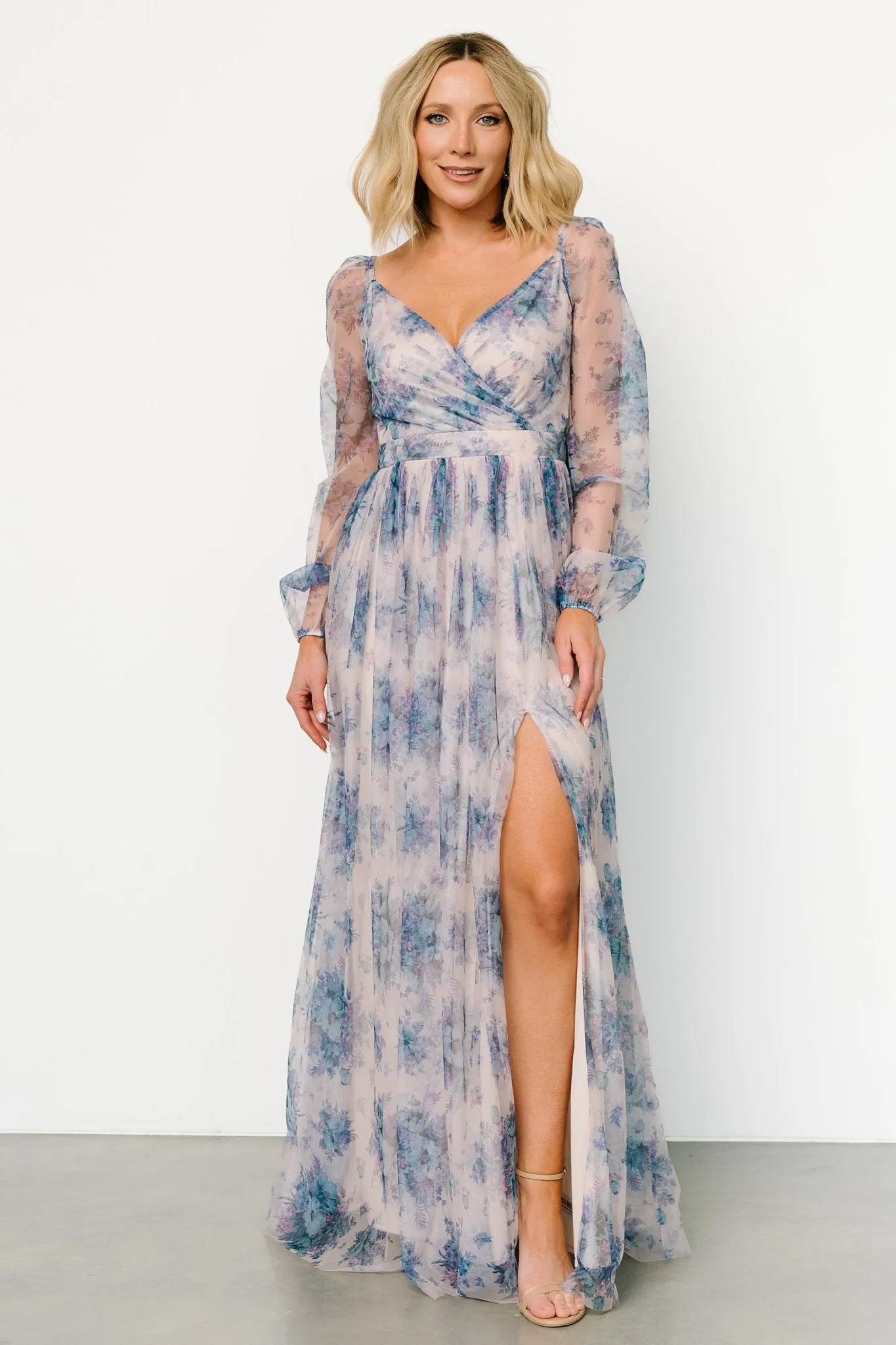 Desiree Tulle Maxi Dress | Natural + Slate Floral sold by Baltic Born product image thumbnail 5