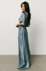 Vara Satin Maxi Wrap Dress | Dusty Blue sold by Baltic Born