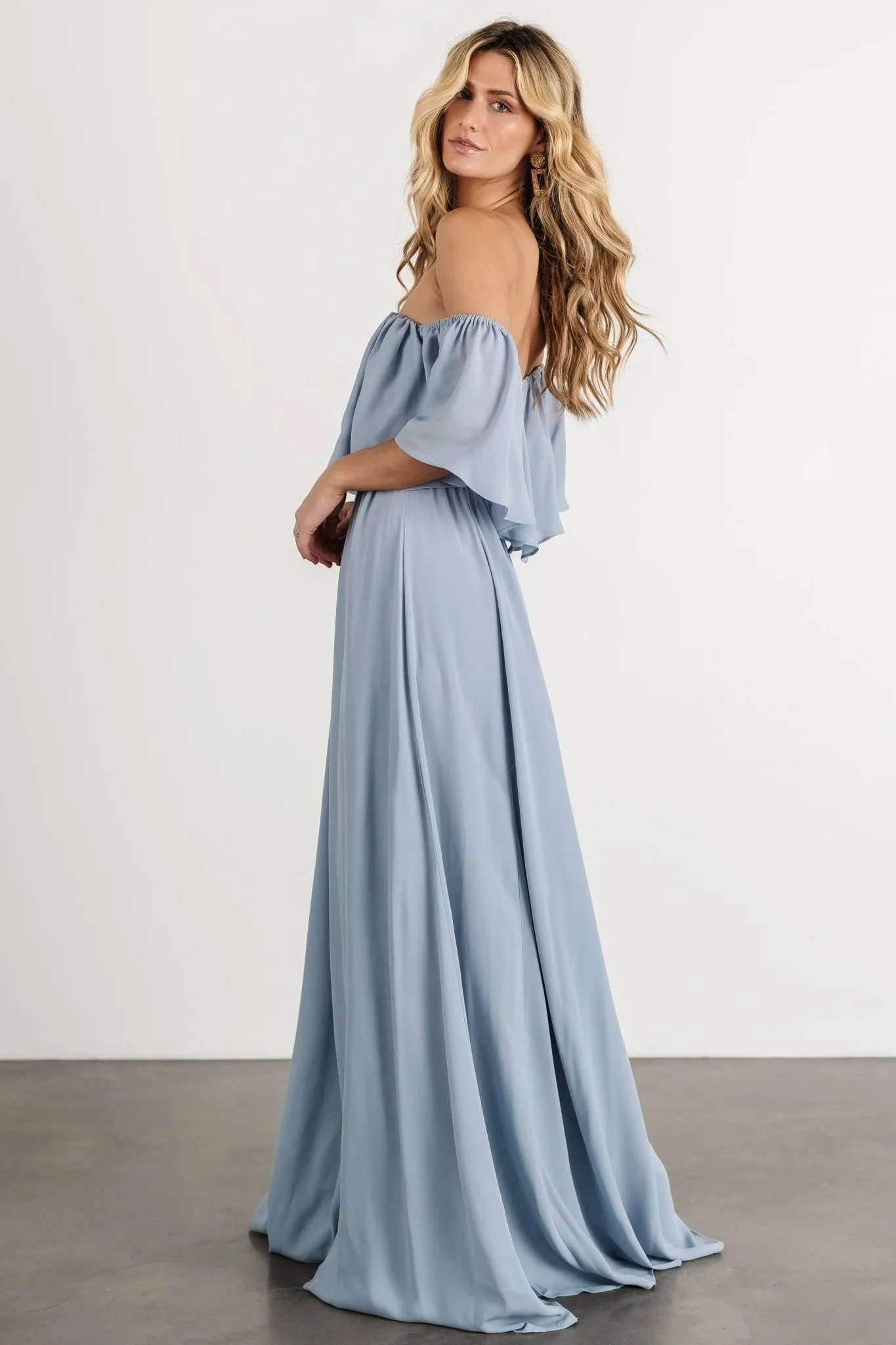 Diana Off Shoulder Maxi Dress | Light Blue sold by Baltic Born product image thumbnail 3
