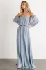 Diana Off Shoulder Maxi Dress | Light Blue sold by Baltic Born