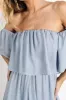 Diana Off Shoulder Maxi Dress | Light Blue sold by Baltic Born