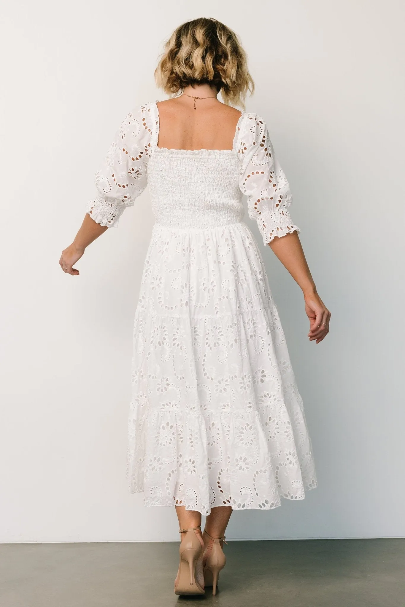 Ella Eyelet Midi Dress | White sold by Baltic Born product image thumbnail 4