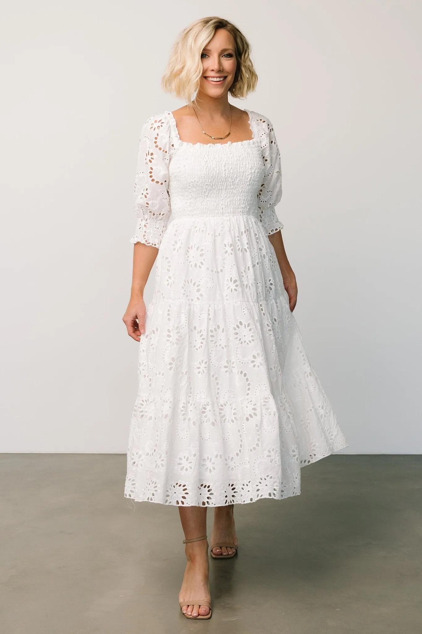 Ella Eyelet Midi Dress | White sold by Baltic Born product image thumbnail 5