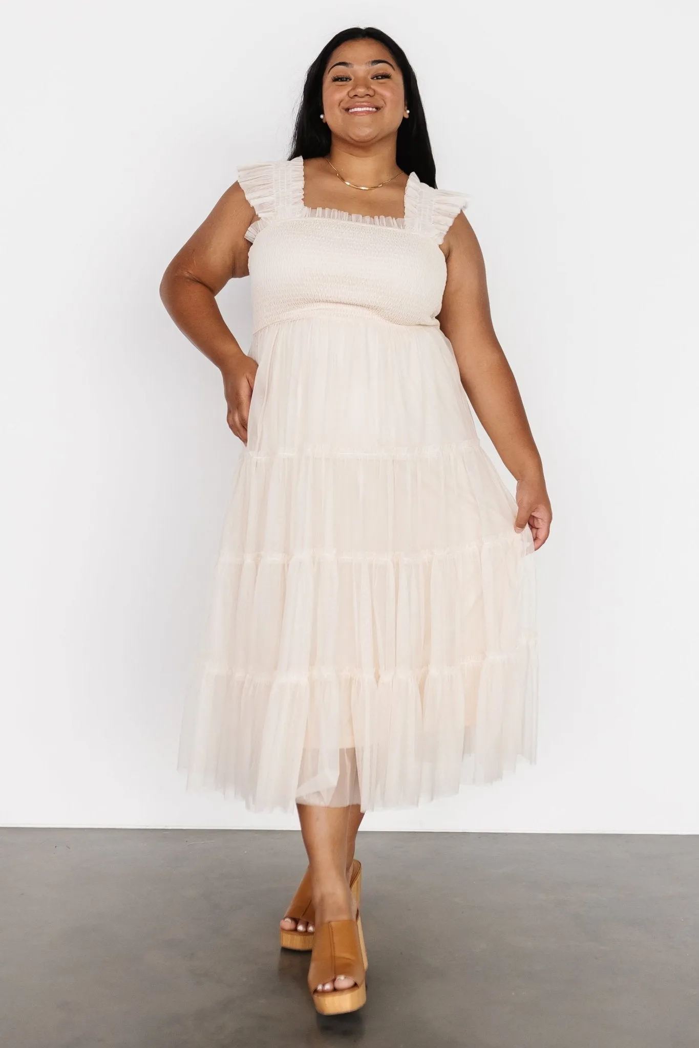 Emma Smocked Tulle Dress | Beige sold by Baltic Born product image thumbnail 2