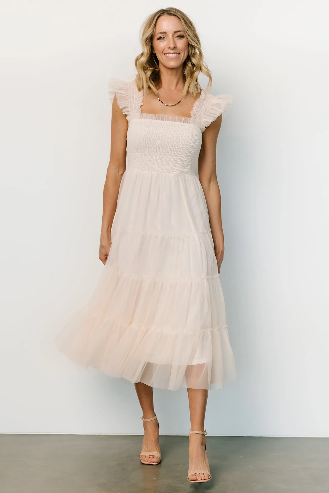 Emma Smocked Tulle Dress | Beige sold by Baltic Born