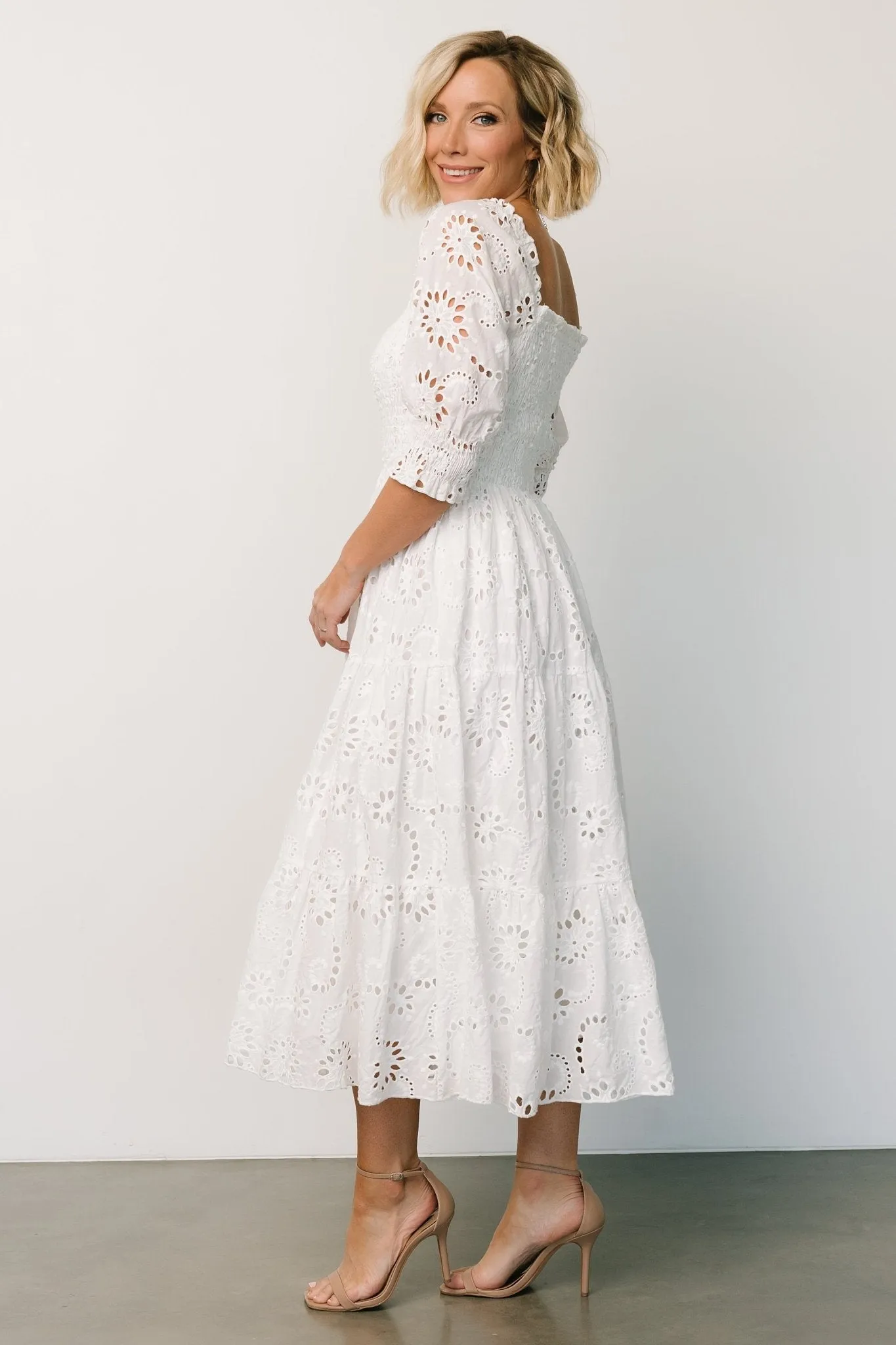 Ella Eyelet Midi Dress | White sold by Baltic Born product image thumbnail 3