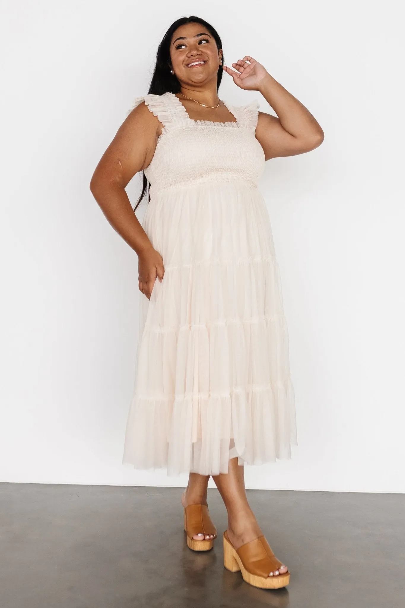 Emma Smocked Tulle Dress | Beige sold by Baltic Born product image thumbnail 4