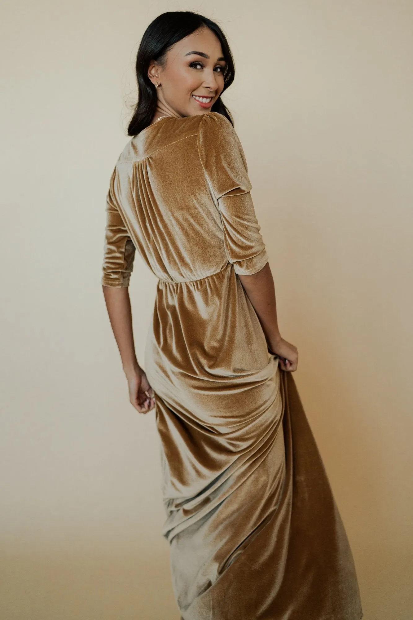 Sofia Velvet Maxi Dress | Gold sold by Baltic Born product image thumbnail 4