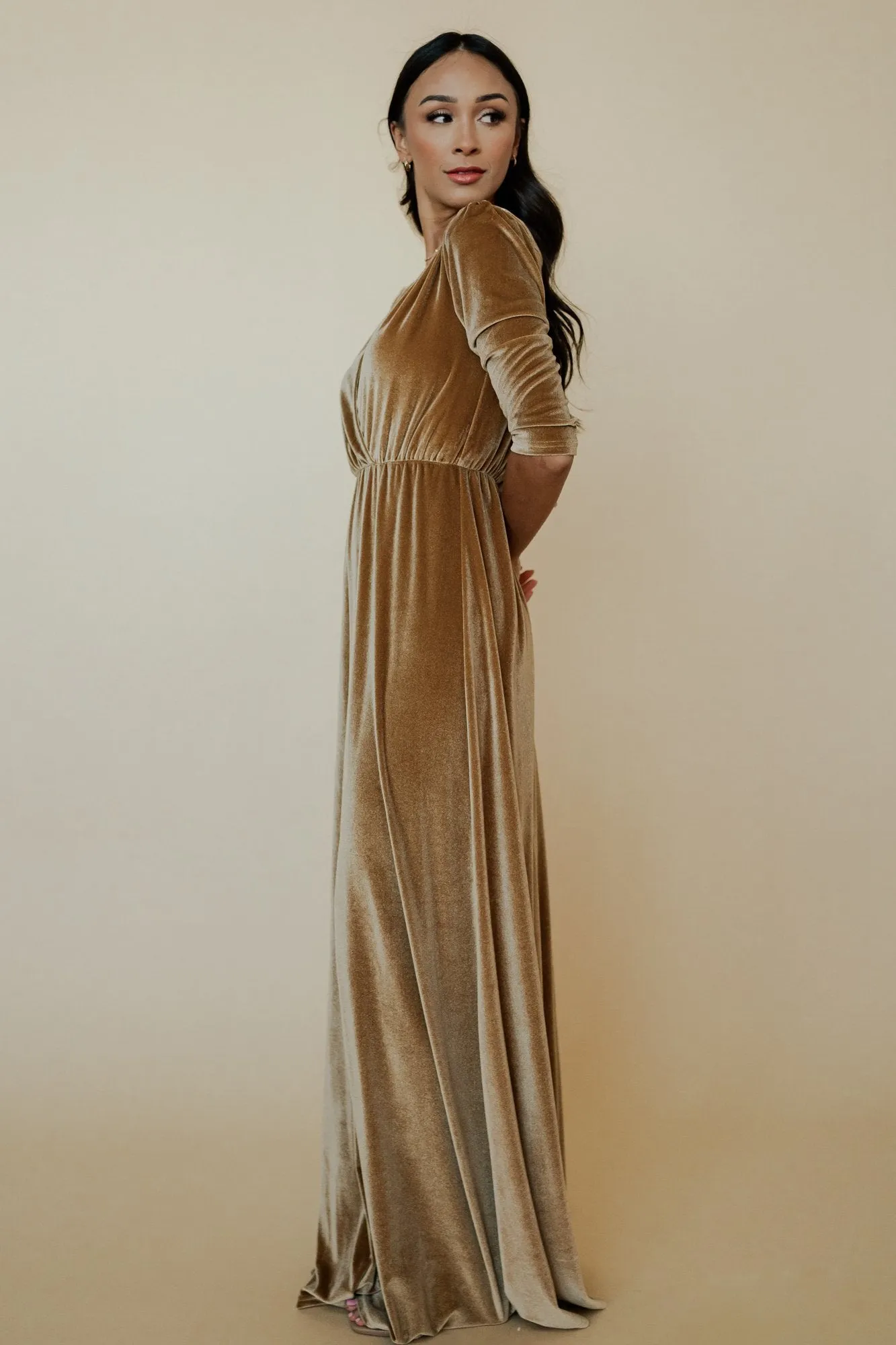 Sofia Velvet Maxi Dress | Gold sold by Baltic Born product image thumbnail 5