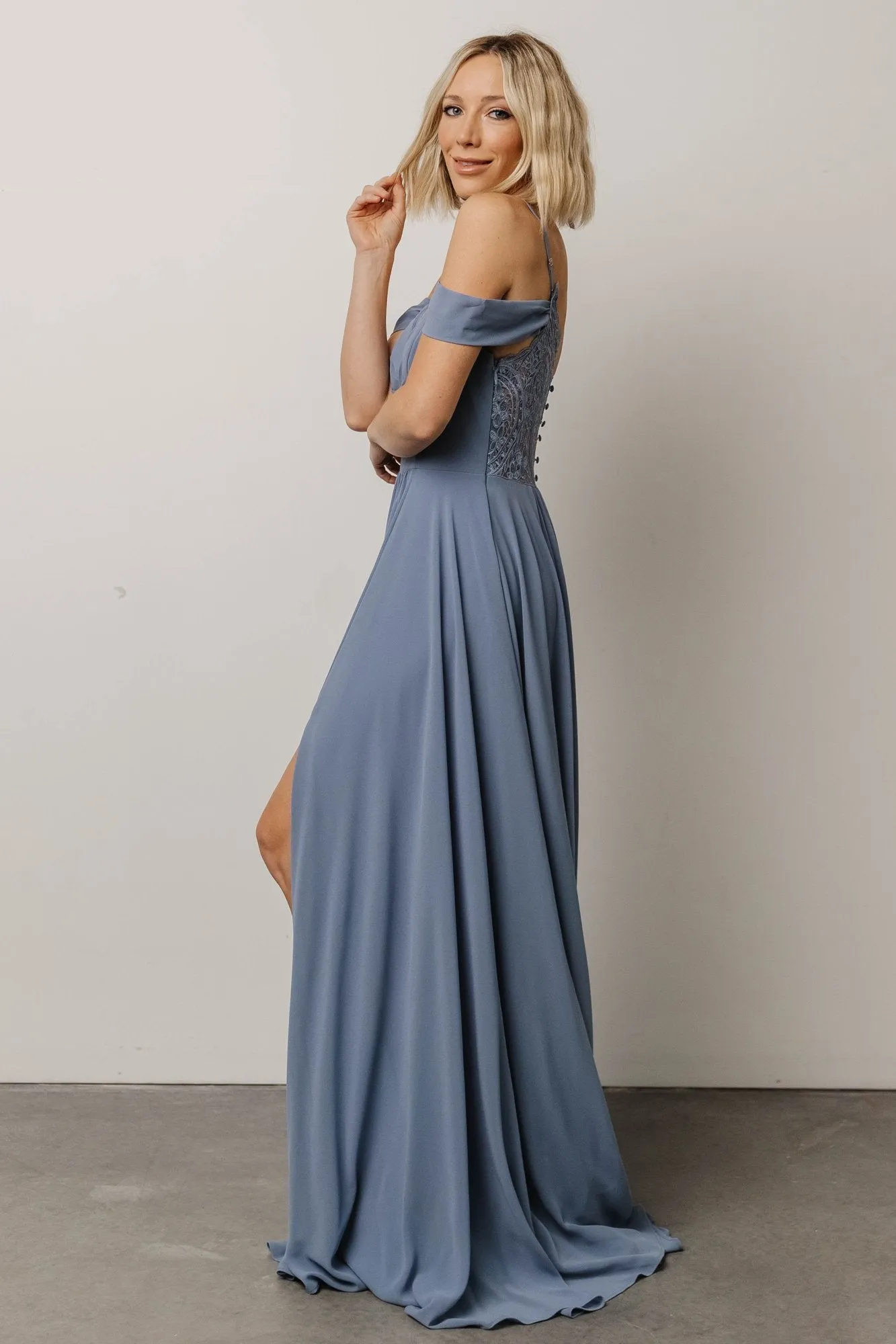 Bianca Lace Maxi Dress | Dusty Blue sold by Baltic Born product image thumbnail 5