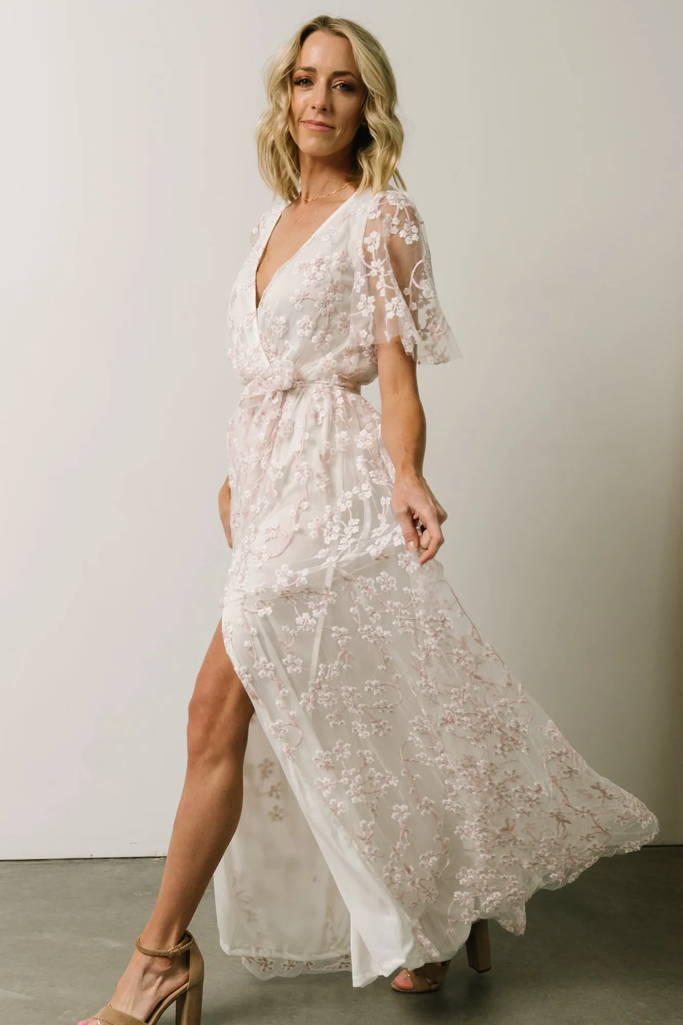 Marseille Embossed Maxi Dress | Cherry Blossom sold by Baltic Born product image thumbnail 4