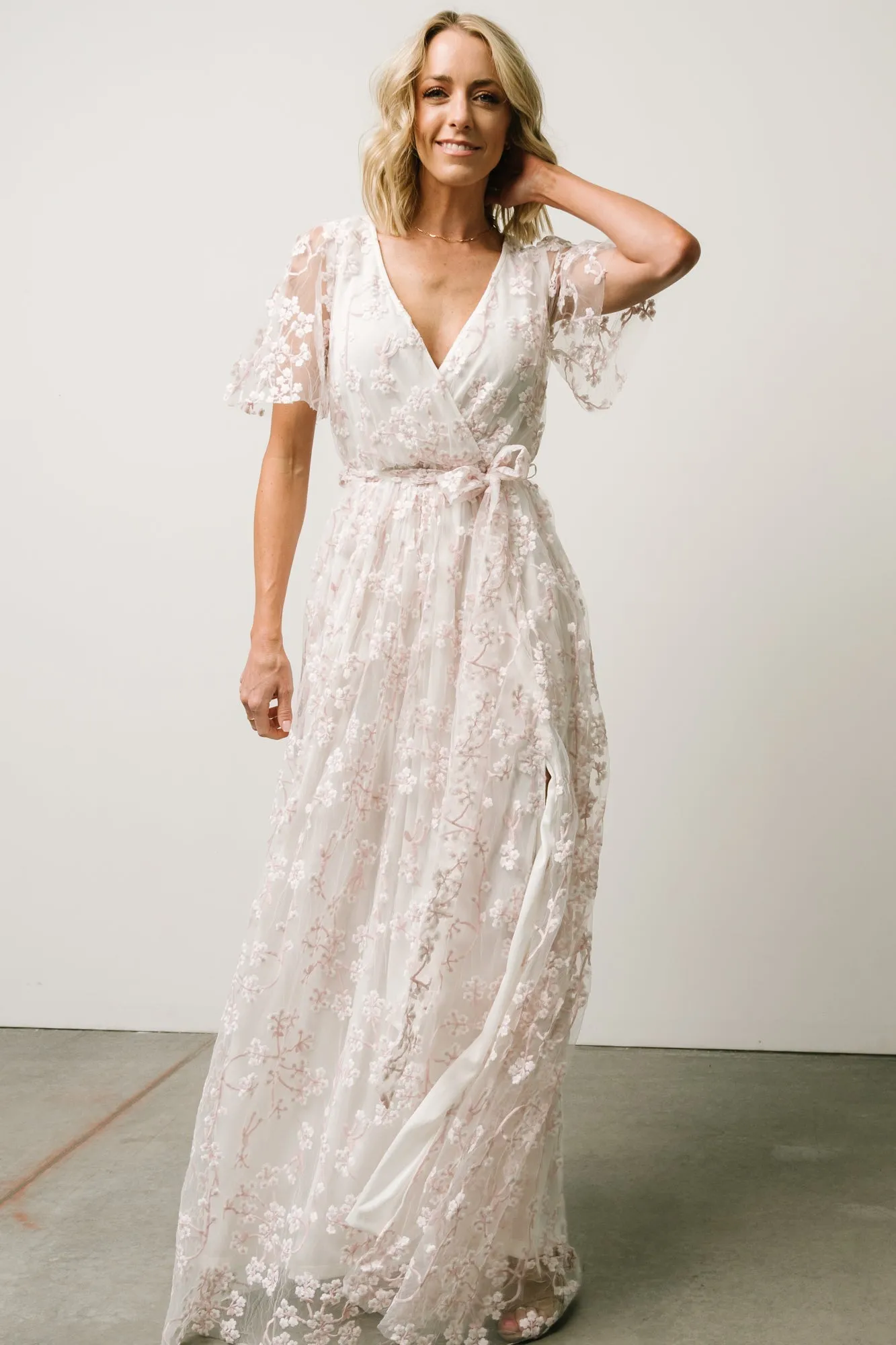 Marseille Embossed Maxi Dress | Cherry Blossom sold by Baltic Born