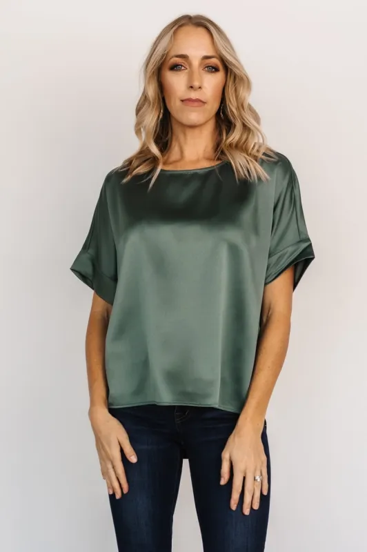 Rory Satin Top | Winter Green sold by Baltic Born