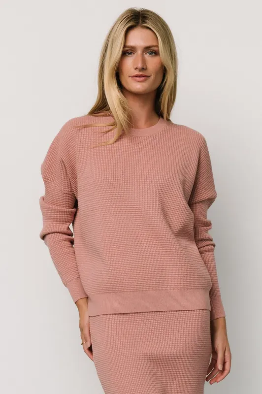 Carey Waffle Sweater | Rose sold by Baltic Born