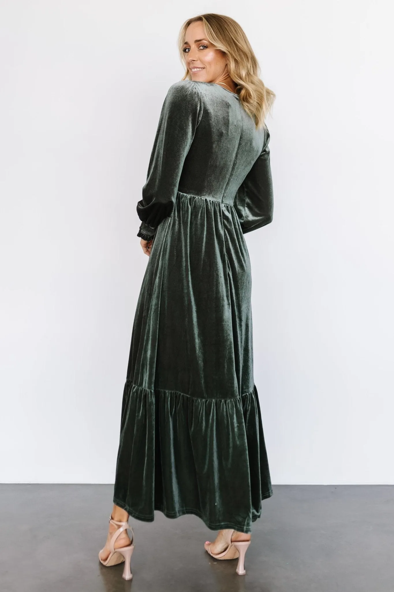 Ingrid Velvet Maxi Dress | Eucalyptus sold by Baltic Born product image thumbnail 4