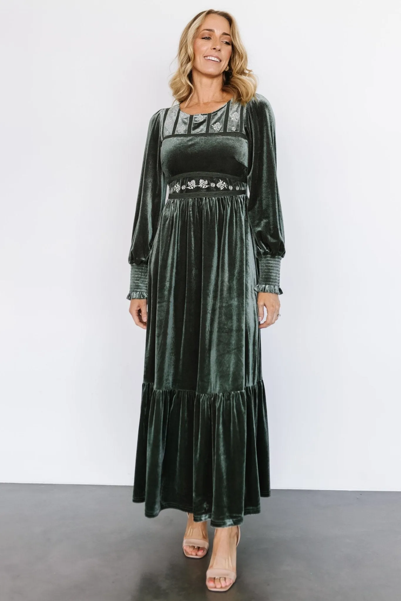 Ingrid Velvet Maxi Dress | Eucalyptus sold by Baltic Born product image thumbnail 5