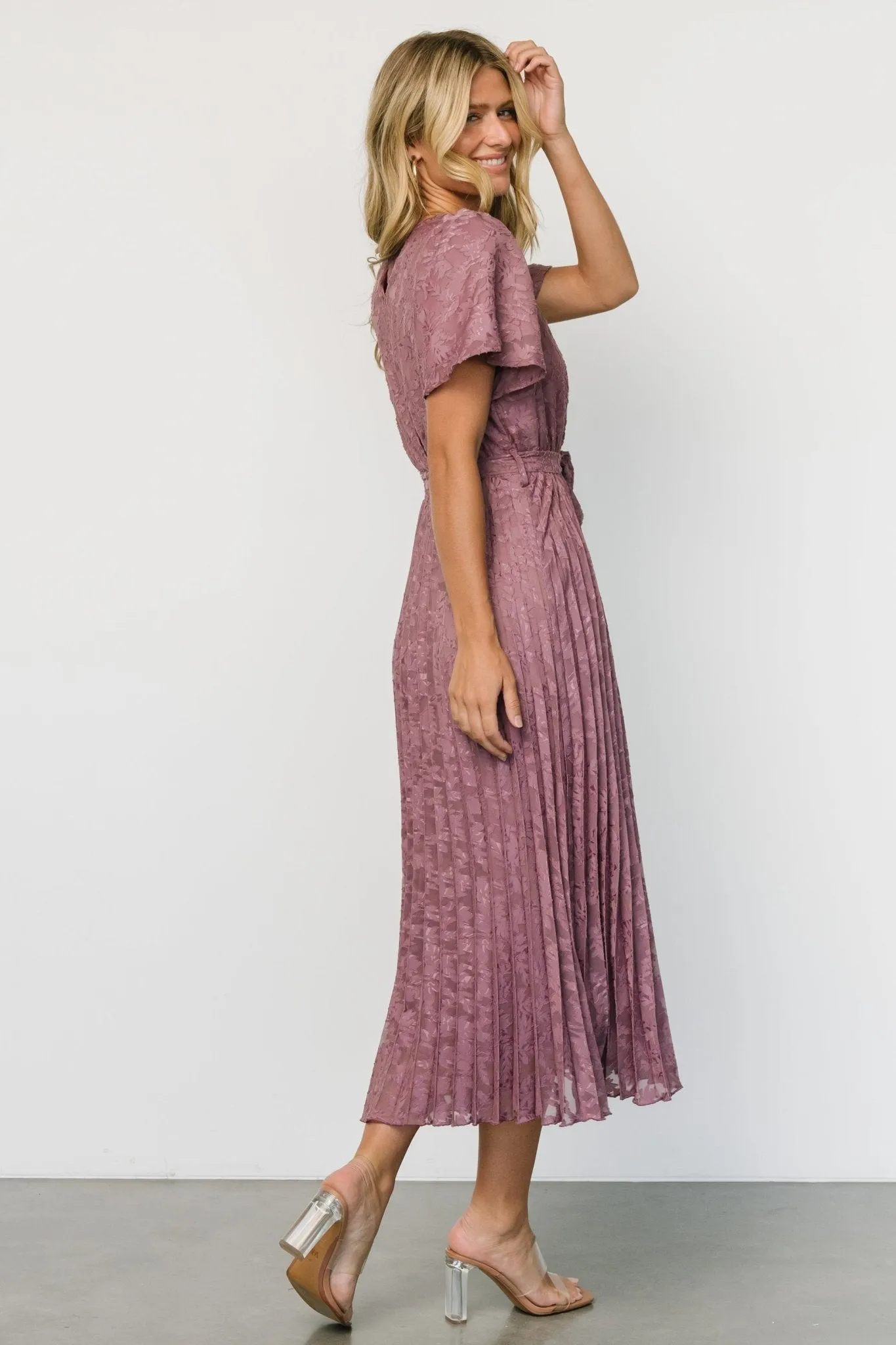Mindy Pleated Dress | Vintage Plum sold by Baltic Born product image thumbnail 3