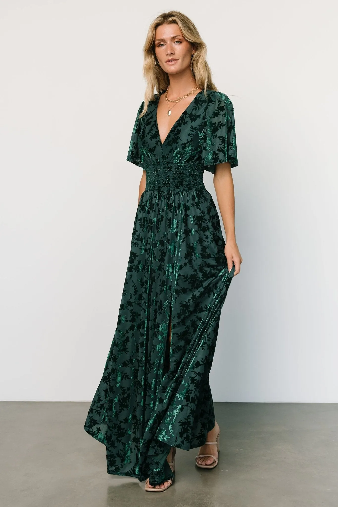 Veronica Velvet Maxi Dress | Green sold by Baltic Born product image thumbnail 4