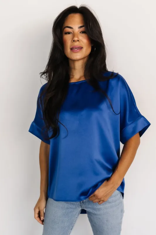 Rory Satin Top | Cobalt sold by Baltic Born
