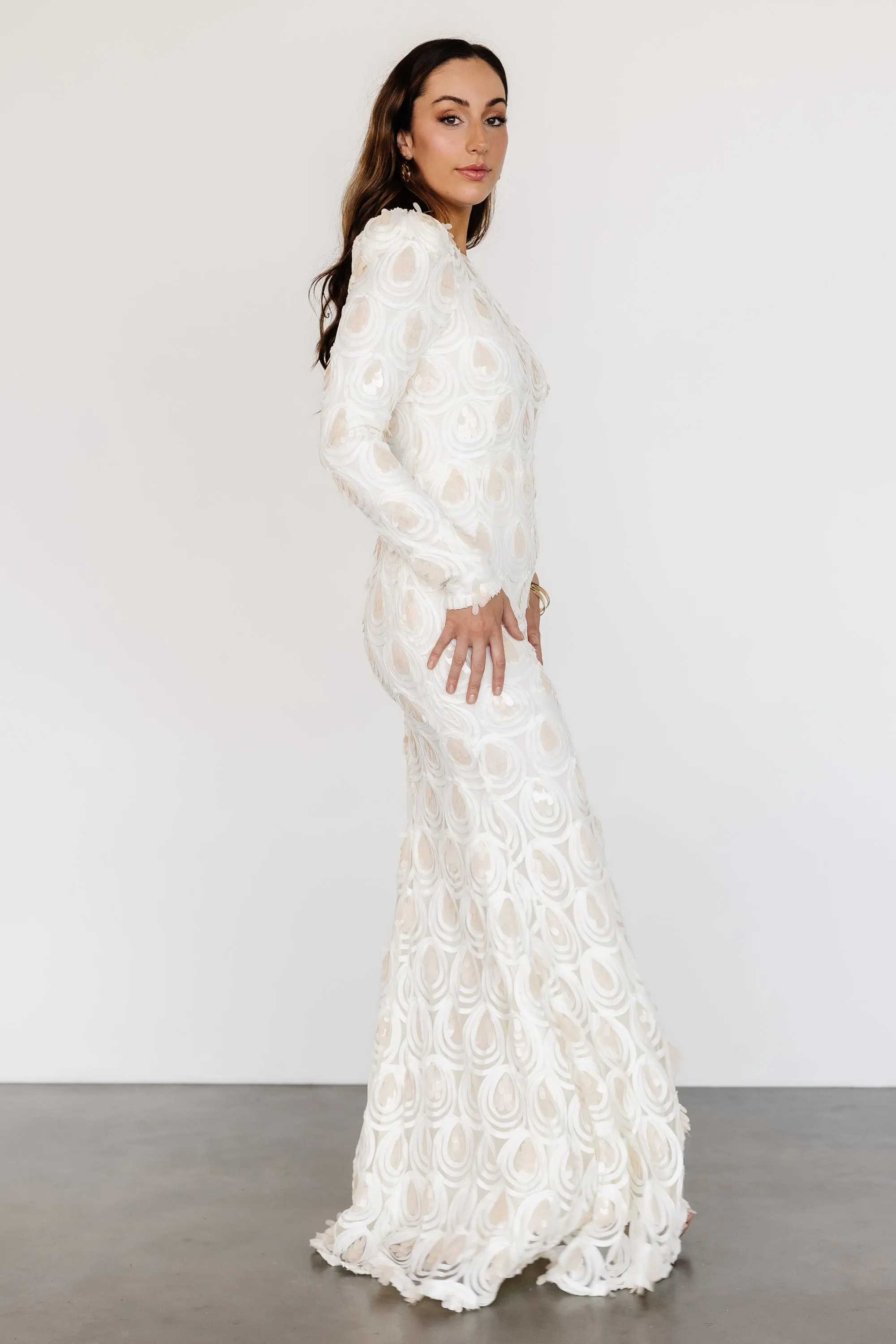 Porscha One Shoulder Gown | Cream sold by Baltic Born product image thumbnail 3