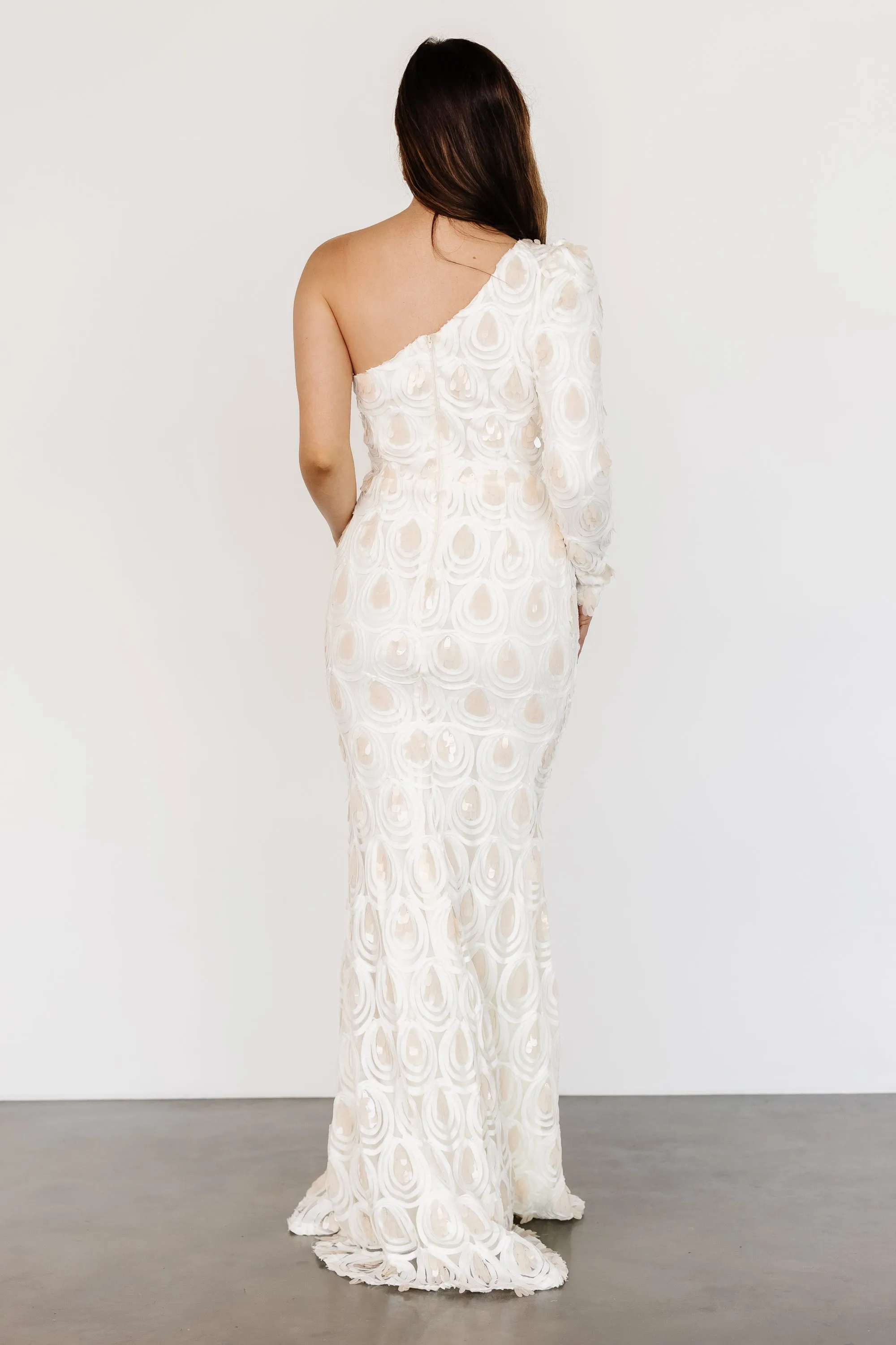 Porscha One Shoulder Gown | Cream sold by Baltic Born product image thumbnail 4