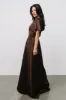 Vara Satin Maxi Wrap Dress | Espresso sold by Baltic Born