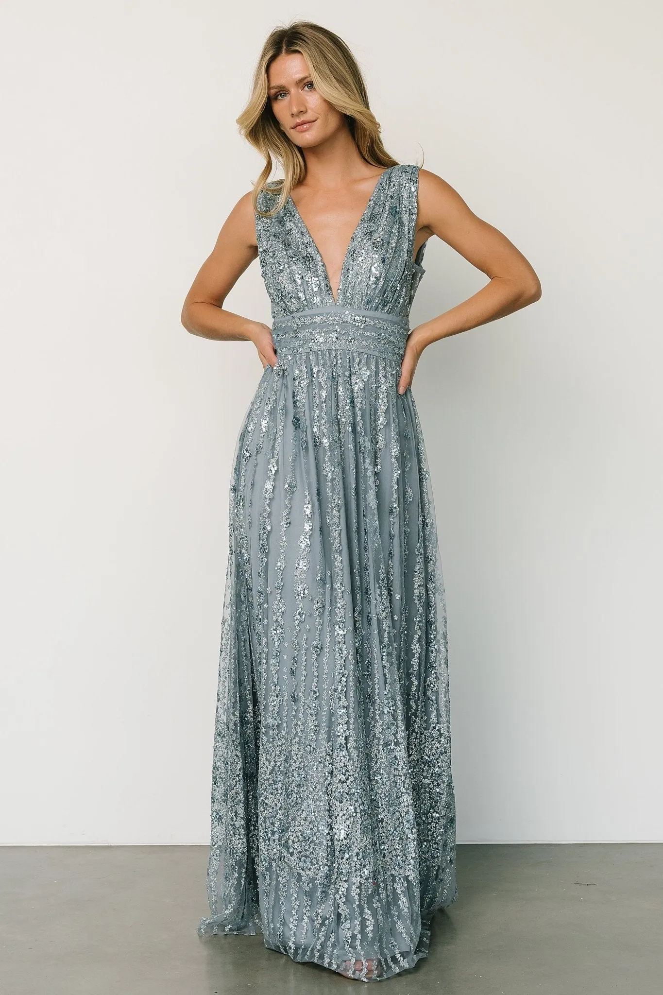 Yvette Sequin Gown | Slate Blue sold by Baltic Born product image thumbnail 5