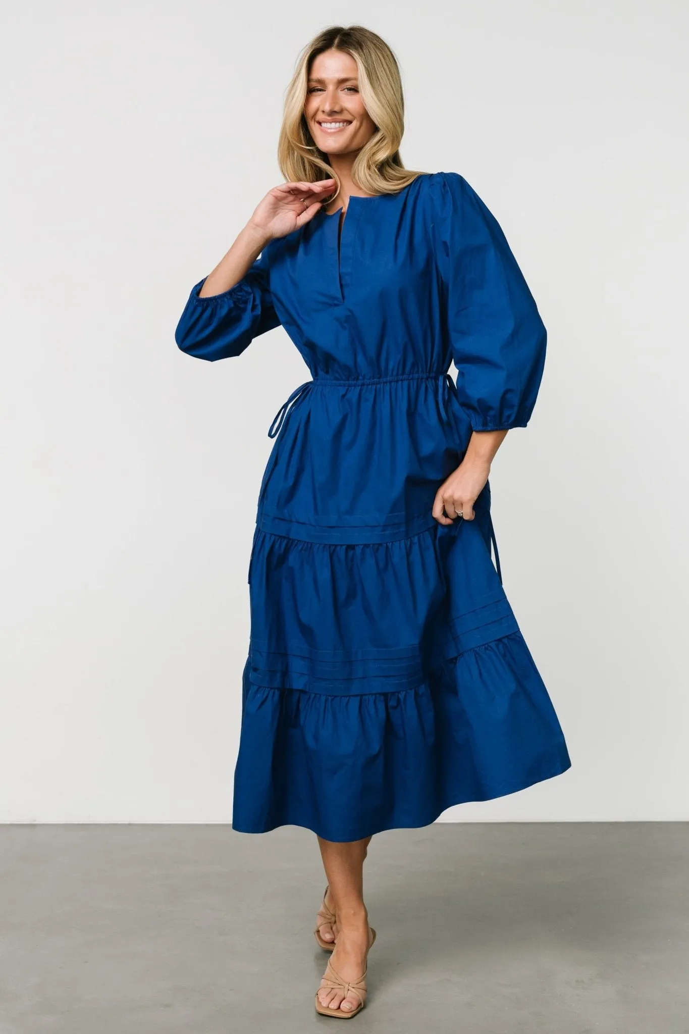 Santa Fe Poplin Midi Dress | Cobalt sold by Baltic Born